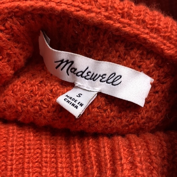 Madewell autumn orange net split back cowl neck sweater women’s small - Picture 6 of 7